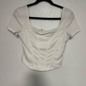 Rising Star White Ribbed Crop Top